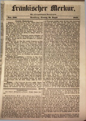 Fränkischer Merkur (Bamberger Zeitung) Montag 18. August 1845