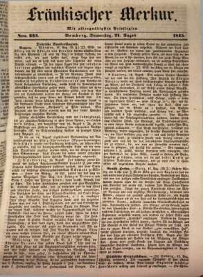 Fränkischer Merkur (Bamberger Zeitung) Donnerstag 21. August 1845