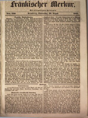 Fränkischer Merkur (Bamberger Zeitung) Donnerstag 28. August 1845