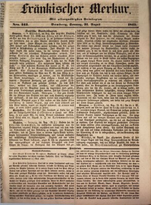 Fränkischer Merkur (Bamberger Zeitung) Sonntag 31. August 1845