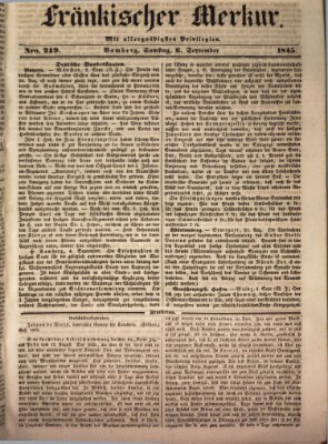 Fränkischer Merkur (Bamberger Zeitung) Samstag 6. September 1845