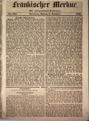 Fränkischer Merkur (Bamberger Zeitung) Montag 8. September 1845