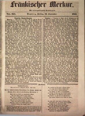 Fränkischer Merkur (Bamberger Zeitung) Freitag 12. September 1845