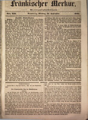 Fränkischer Merkur (Bamberger Zeitung) Montag 15. September 1845