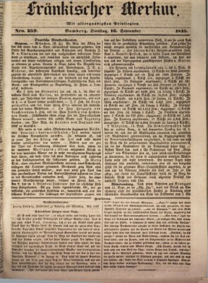 Fränkischer Merkur (Bamberger Zeitung) Dienstag 16. September 1845