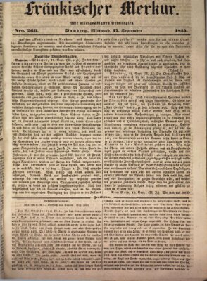 Fränkischer Merkur (Bamberger Zeitung) Mittwoch 17. September 1845