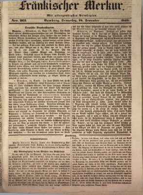 Fränkischer Merkur (Bamberger Zeitung) Donnerstag 18. September 1845