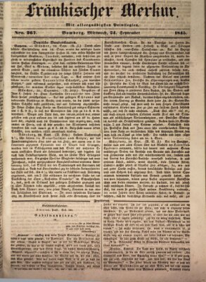 Fränkischer Merkur (Bamberger Zeitung) Mittwoch 24. September 1845