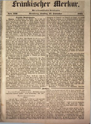 Fränkischer Merkur (Bamberger Zeitung) Samstag 27. September 1845