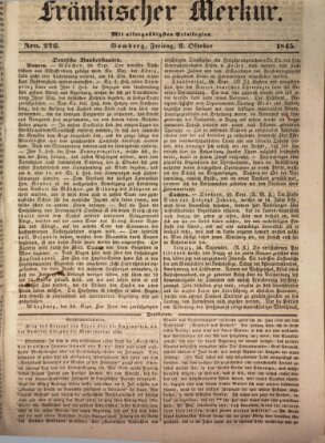 Fränkischer Merkur (Bamberger Zeitung) Freitag 3. Oktober 1845