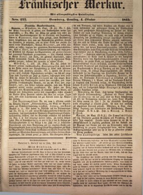 Fränkischer Merkur (Bamberger Zeitung) Samstag 4. Oktober 1845