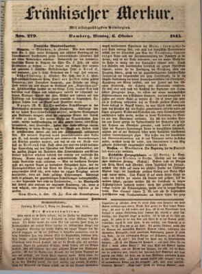 Fränkischer Merkur (Bamberger Zeitung) Montag 6. Oktober 1845