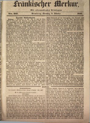 Fränkischer Merkur (Bamberger Zeitung) Dienstag 7. Oktober 1845