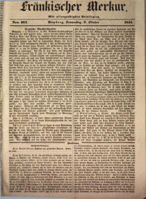 Fränkischer Merkur (Bamberger Zeitung) Donnerstag 9. Oktober 1845