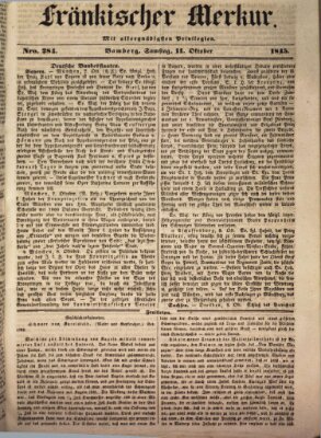 Fränkischer Merkur (Bamberger Zeitung) Samstag 11. Oktober 1845