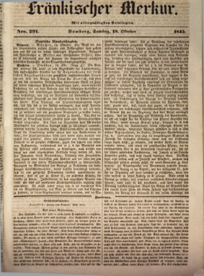 Fränkischer Merkur (Bamberger Zeitung) Samstag 18. Oktober 1845