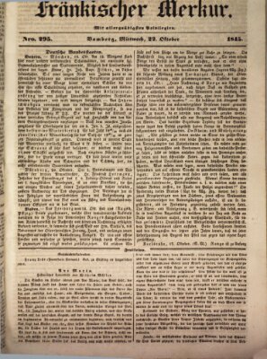 Fränkischer Merkur (Bamberger Zeitung) Mittwoch 22. Oktober 1845