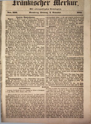 Fränkischer Merkur (Bamberger Zeitung) Sonntag 2. November 1845