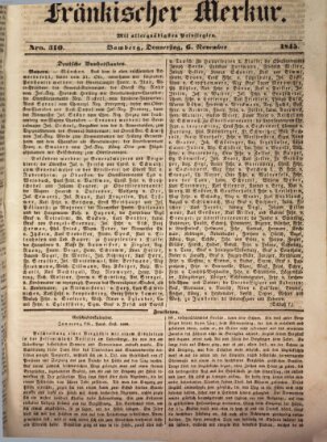 Fränkischer Merkur (Bamberger Zeitung) Donnerstag 6. November 1845