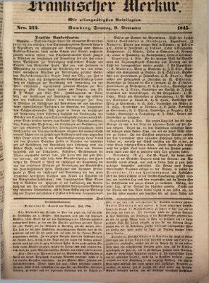 Fränkischer Merkur (Bamberger Zeitung) Sonntag 9. November 1845