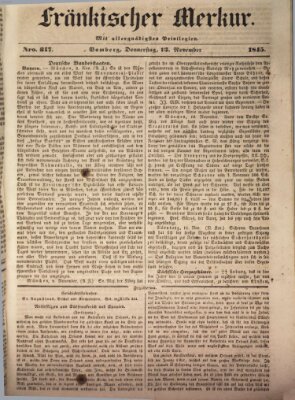 Fränkischer Merkur (Bamberger Zeitung) Donnerstag 13. November 1845