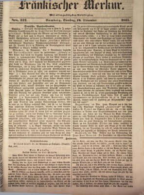 Fränkischer Merkur (Bamberger Zeitung) Dienstag 18. November 1845