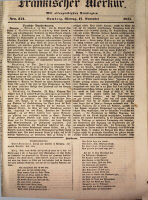 Fränkischer Merkur (Bamberger Zeitung) Montag 17. November 1845