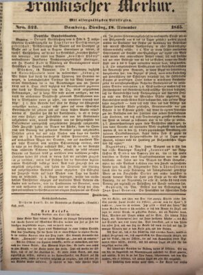 Fränkischer Merkur (Bamberger Zeitung) Dienstag 18. November 1845