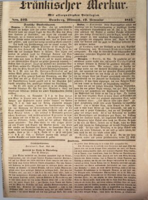 Fränkischer Merkur (Bamberger Zeitung) Mittwoch 19. November 1845