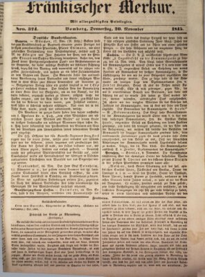 Fränkischer Merkur (Bamberger Zeitung) Donnerstag 20. November 1845