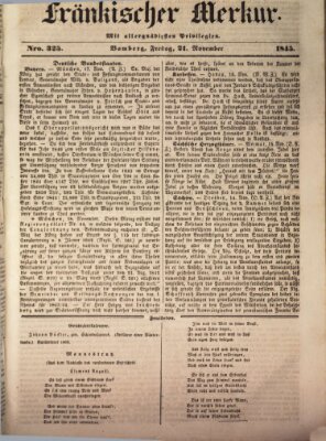 Fränkischer Merkur (Bamberger Zeitung) Freitag 21. November 1845