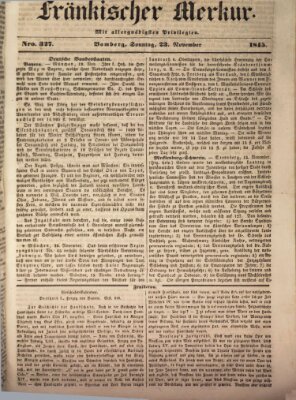 Fränkischer Merkur (Bamberger Zeitung) Sonntag 23. November 1845