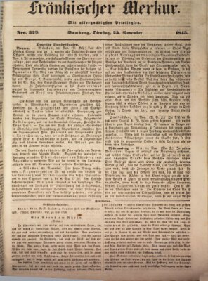 Fränkischer Merkur (Bamberger Zeitung) Dienstag 25. November 1845