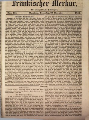 Fränkischer Merkur (Bamberger Zeitung) Donnerstag 27. November 1845