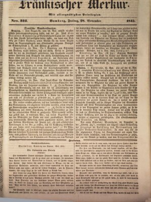 Fränkischer Merkur (Bamberger Zeitung) Freitag 28. November 1845