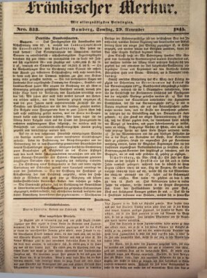 Fränkischer Merkur (Bamberger Zeitung) Samstag 29. November 1845