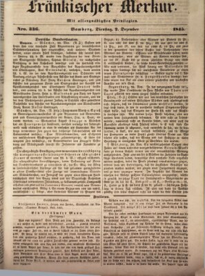 Fränkischer Merkur (Bamberger Zeitung) Dienstag 2. Dezember 1845