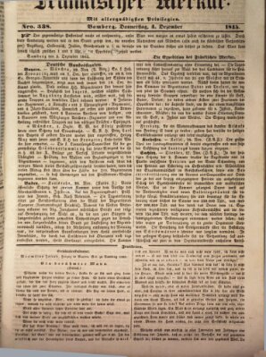 Fränkischer Merkur (Bamberger Zeitung) Donnerstag 4. Dezember 1845