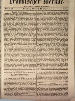 Fränkischer Merkur (Bamberger Zeitung) Mittwoch 10. Dezember 1845