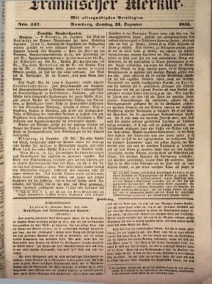 Fränkischer Merkur (Bamberger Zeitung) Samstag 13. Dezember 1845