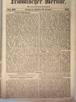 Fränkischer Merkur (Bamberger Zeitung) Sonntag 28. Dezember 1845