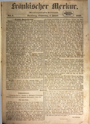 Fränkischer Merkur (Bamberger Zeitung) Donnerstag 1. Januar 1846