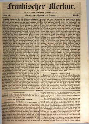 Fränkischer Merkur (Bamberger Zeitung) Montag 12. Januar 1846