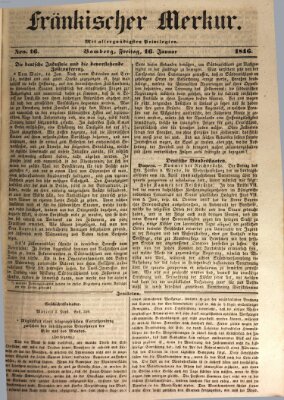 Fränkischer Merkur (Bamberger Zeitung) Freitag 16. Januar 1846