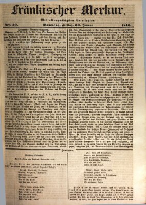 Fränkischer Merkur (Bamberger Zeitung) Freitag 30. Januar 1846