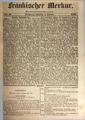 Fränkischer Merkur (Bamberger Zeitung) Samstag 7. Februar 1846