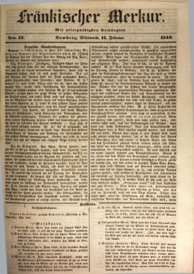 Fränkischer Merkur (Bamberger Zeitung) Mittwoch 11. Februar 1846