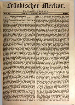 Fränkischer Merkur (Bamberger Zeitung) Sonntag 15. Februar 1846