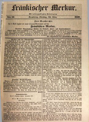 Fränkischer Merkur (Bamberger Zeitung) Dienstag 24. März 1846