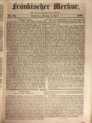Fränkischer Merkur (Bamberger Zeitung) Montag 6. April 1846